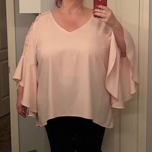 Lane Bryant Pink Bell sleeve blouse size 26/28